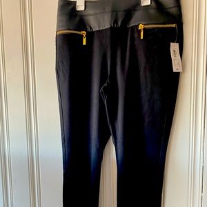 Bisou Bisou-NEW faux leather waist, black legging